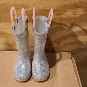 Western Chief Glitter Rain Boots with Pink Handles
